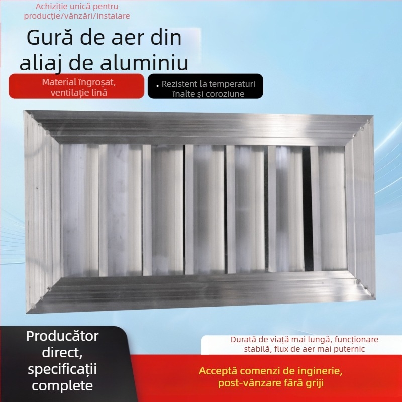 Grilă de aer din aliaj de aluminiu, reglabilă, cu strat simplu sau dublu pentru aerul de retur, Sistem de aer proaspăt, grilă de ventilație cu lame, evacuare rezistentă la ploaie