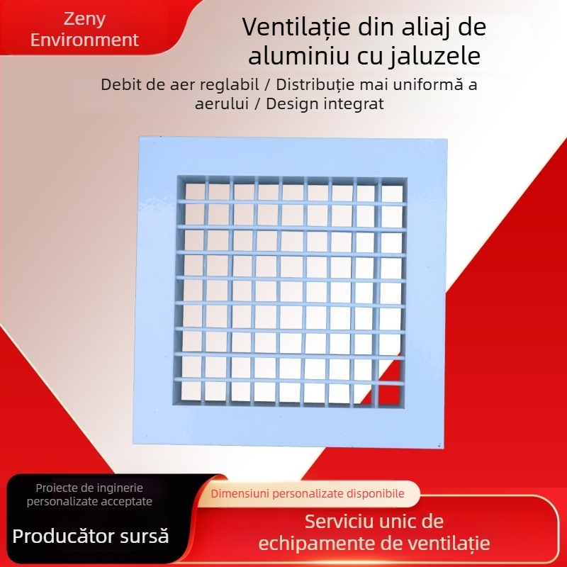 Ventil pentru climatizare centrală din aliaj de aluminiu, grilă externă dublu strat respirabilă, impermeabilă la ploaie și rezistentă la coroziune