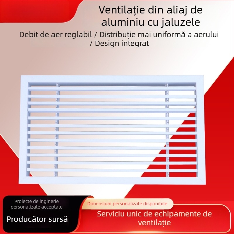 Ventil pentru climatizare centrală din aliaj de aluminiu, grilă externă dublu strat respirabilă, impermeabilă la ploaie și rezistentă la coroziune