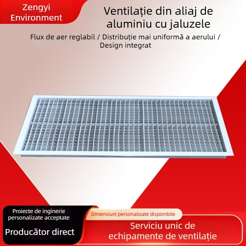 Ventil pentru climatizare centrală din aliaj de aluminiu, grilă externă dublu strat respirabilă, impermeabilă la ploaie și rezistentă la coroziune