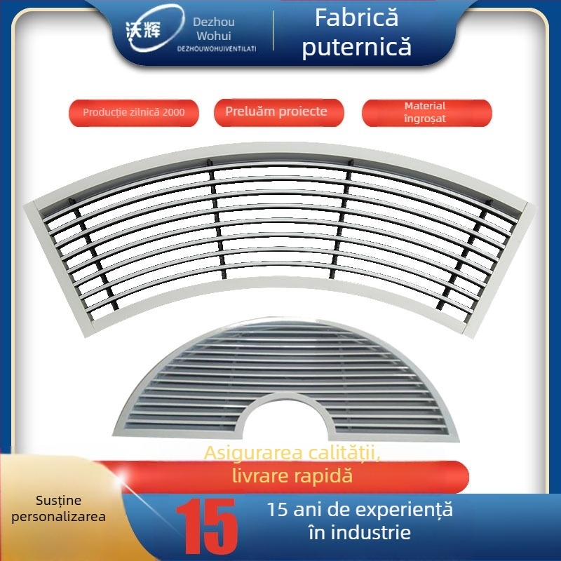 Orificiu de aer curbat din ABS, cu grilă din aliaj de aluminiu, pentru climatizare centrală