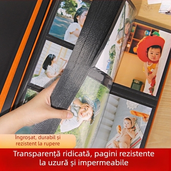 Album foto pentru cupluri cu pagini inserate, copertă laminată în stil piele, capacitate mare, 600 de pagini interioare, pentru fotografii de 3 inch