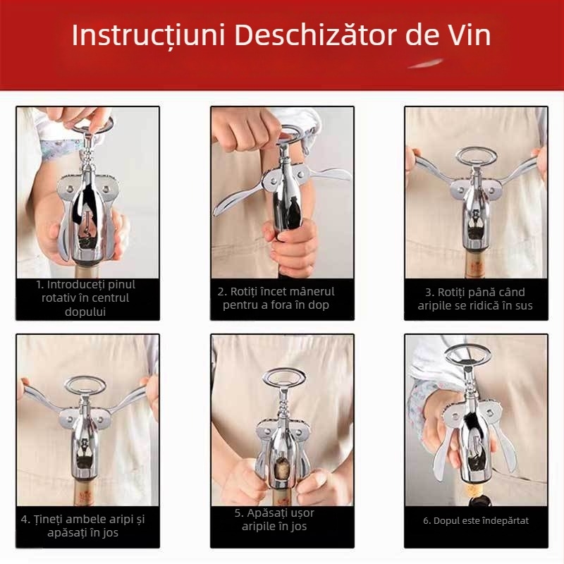 Deschizător de sticle de vin multifuncțional, pentru uz casnic și în ospitalitate