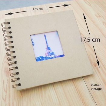 Album foto DIY cu spirală, 7 inchi, cu fereastră, scrapbook pe hârtie kraft alb-negru