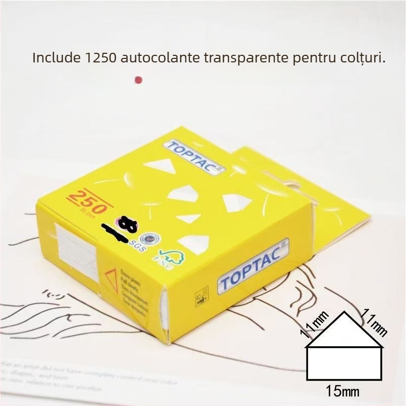 Autocolante triunghiulare transparente pentru colțuri de fotografii – album DIY creativ pentru fotografii vechi, cutie cu 250 autocolante
