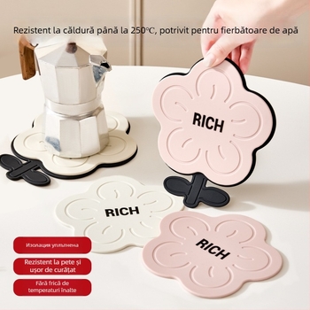 Covoraș din silicon rezistent la temperaturi înalte pentru bucătărie, circular, pentru cești, boluri, farfurii și oale.