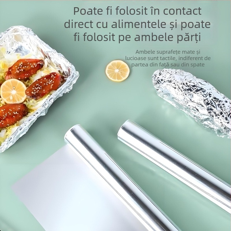 Folie de aluminiu alimentară, groasă, în cutie, pentru cuptor și air fryer
