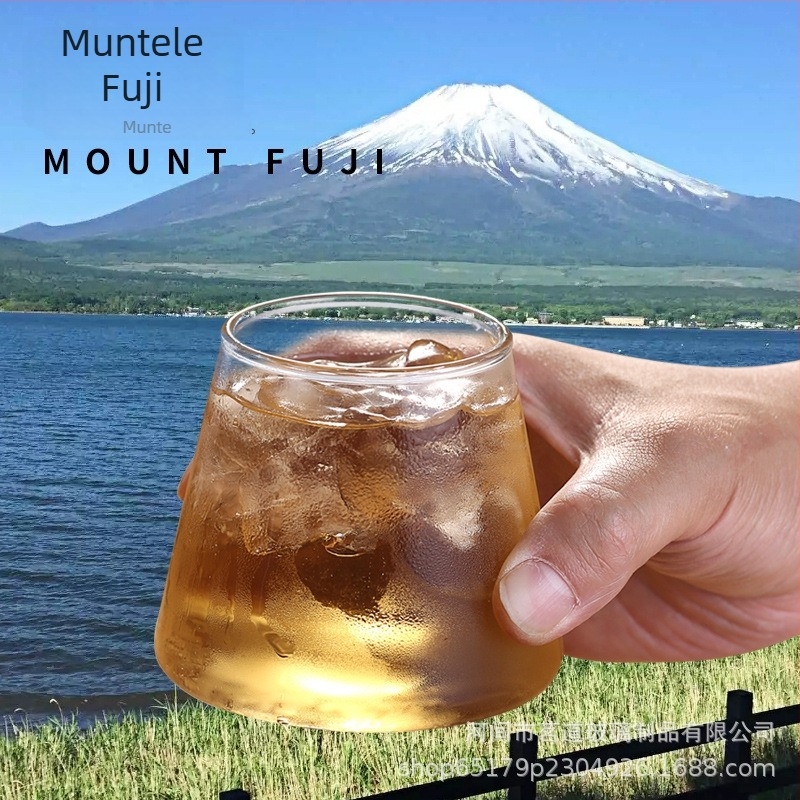 Pahar Mount Fuji din sticlă borosilicată pentru whisky, bere și sucuri – turnat manual