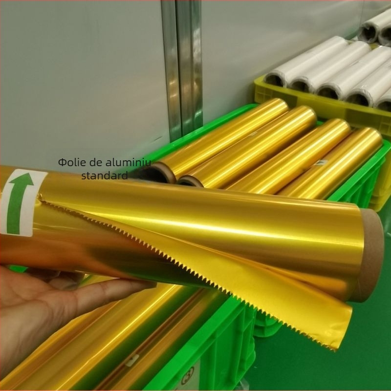 Folie dublu-strat aurie din aluminiu pentru ambalare decorativă a alimentelor – folie de aluminiu pentru platouri reci de hotel, ornamente din jad