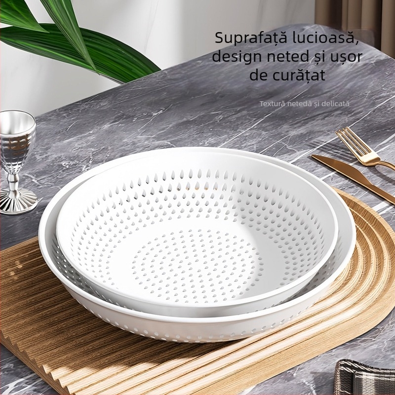 Tavă de aburi pentru dumplings, chifle la aburi și fructe de mare; tavă de drenaj îngroșată; grilaj poros pentru aburi; coș de abur; farfurie pentru fructe