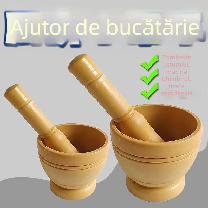 Presa manuală de usturoi pentru uz casnic, mojar tradițional de usturoi, borcan din plastic pentru zdrobire, zdrobitoare de ghimbir și usturoi, borcan pentru zdrobirea medicamentelor, unealtă de măcinare