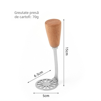 Zdrobitor de cartofi cu mâner din lemn pentru uz casnic — ustensilă manuală pentru piure de bebeluși