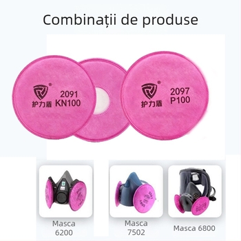 Filtru din cărbune activ pentru mască, filtrare praf și gaze, P1, compatibil cu măști 6200/6800/7502, material microfibră