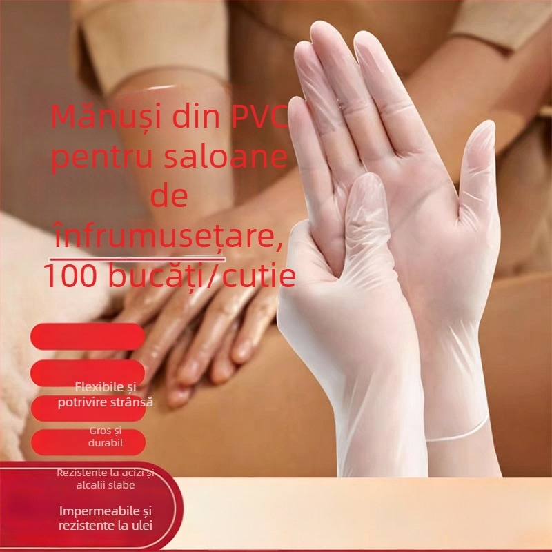 Mănuși de unică folosință din PVC impermeabile, pentru saloane de înfrumusețare, masaj la picioare și masaj al corpului cu ulei