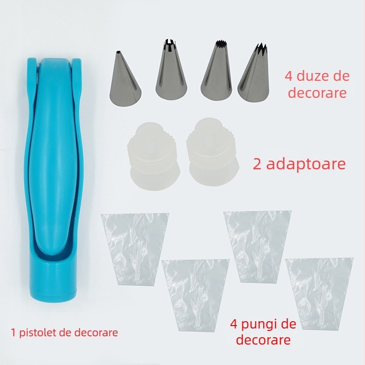 Set de decorare a patiseriei cu duze încorporate și pungă de decorare