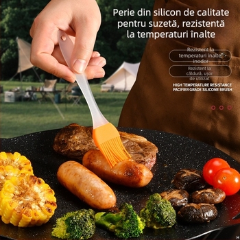 Set pentru grătar în aer liber: perie din silicon pentru uns, clește pentru carne și clipsuri pentru carne