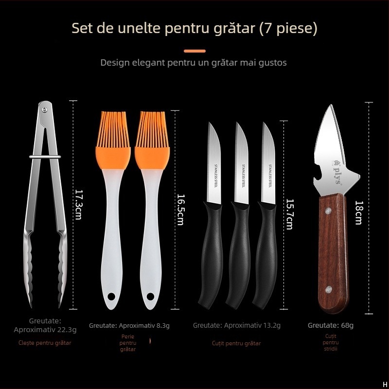 Set pentru grătar în aer liber: perie din silicon pentru uns, clește pentru carne și clipsuri pentru carne