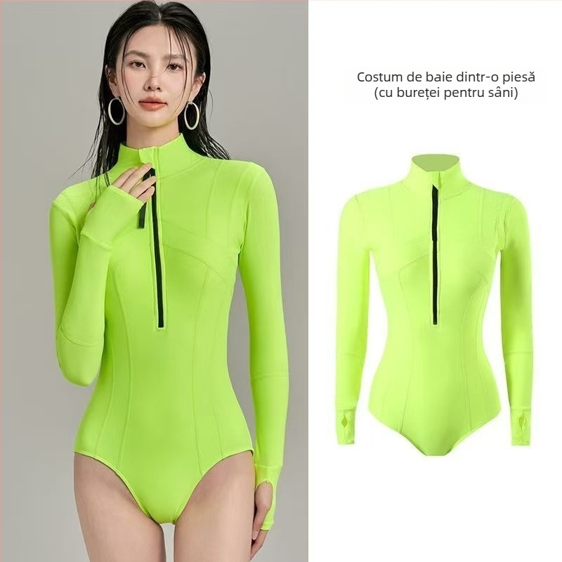 Costum de baie întreg cu mâneci lungi, protecție UV, pentru snorkeling și scufundări, uscare rapidă, pentru femei