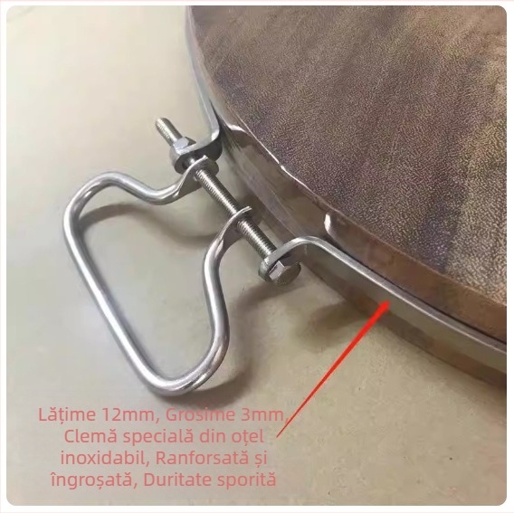 Placă de tăiere din oțel inoxidabil, extrem de lată și groasă, cu inel metalic întărit, rezistentă la crăpare.