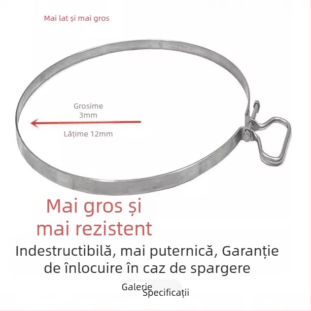 Placă de tăiere din oțel inoxidabil, extrem de lată și groasă, cu inel metalic întărit, rezistentă la crăpare.
