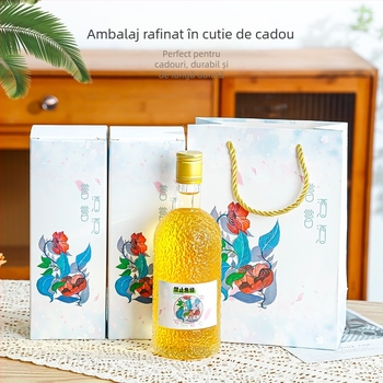 Sticlă transparentă din sticlă pentru vin de fructe, sigilare îngroșată, sticlă texturată, recipiente goale pentru lichior și băuturi