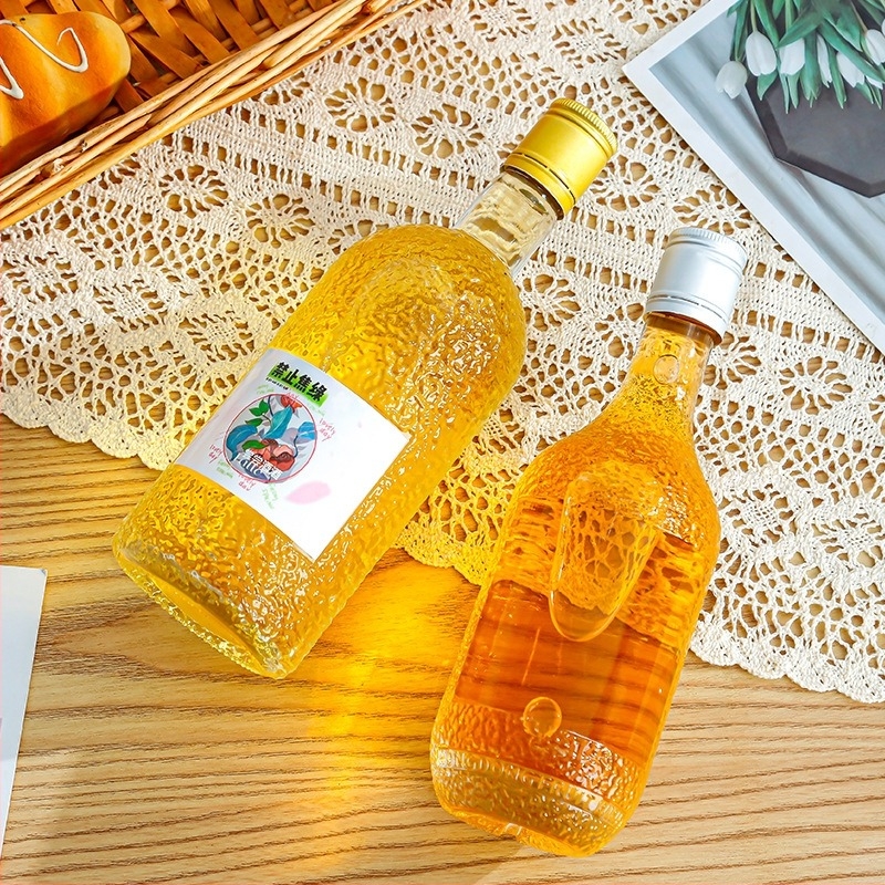 Sticlă transparentă din sticlă pentru vin de fructe, sigilare îngroșată, sticlă texturată, recipiente goale pentru lichior și băuturi