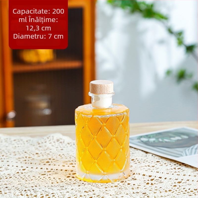 Sticlă transparentă din sticlă pentru vin de fructe, sigilare îngroșată, sticlă texturată, recipiente goale pentru lichior și băuturi