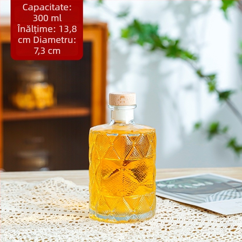 Sticlă transparentă din sticlă pentru vin de fructe, sigilare îngroșată, sticlă texturată, recipiente goale pentru lichior și băuturi