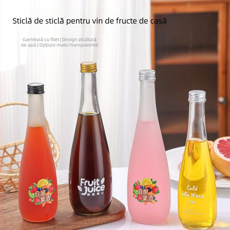 Sticlă din sticlă de vin din fructe 330ml – sticlă goală pentru apă minerală, suc și băuturi răcoritoare