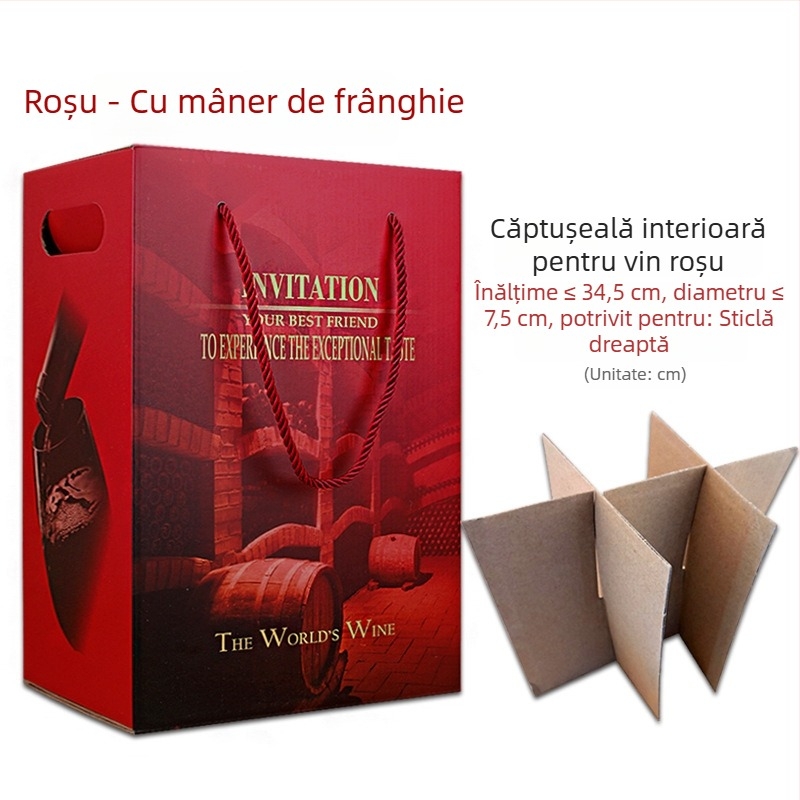 Ying Qin K6 Cutie cadou pentru vin, ambalaj din carton pentru 6 sticle, imprimare disponibilă