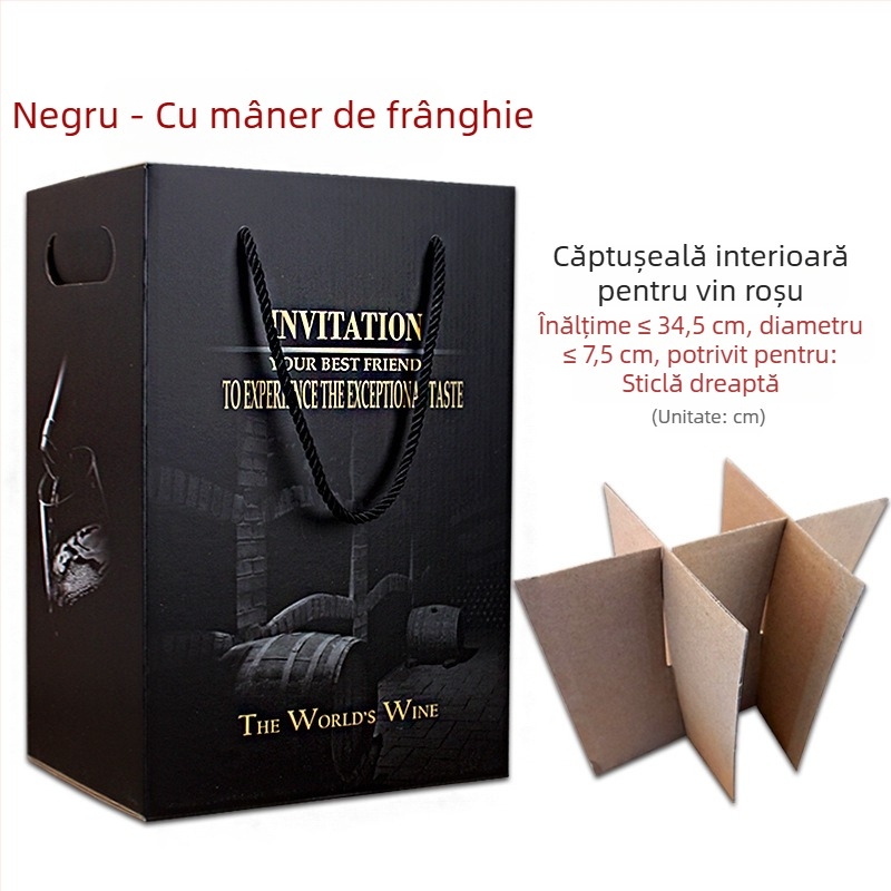 Ying Qin K6 Cutie cadou pentru vin, ambalaj din carton pentru 6 sticle, imprimare disponibilă