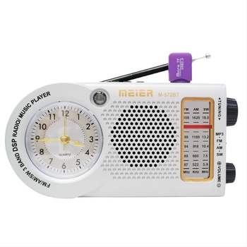 M-572BT Ceas portabil multifuncțional cu radio Bluetooth retro și difuzor încorporat, redare muzică prin card TF și USB