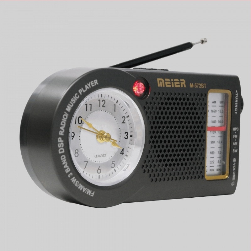 M-572BT Ceas portabil multifuncțional cu radio Bluetooth retro și difuzor încorporat, redare muzică prin card TF și USB