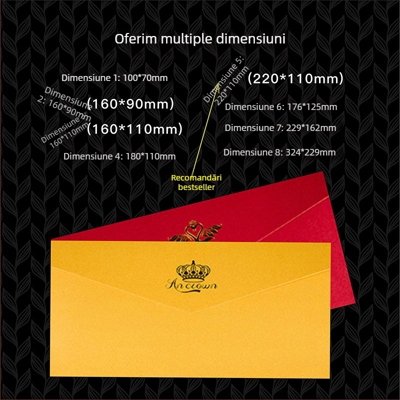 Hartie perlata pentru plic și scrisoare, siglă aur la cald, set de invitații corporative cu imprimare pe suport pentru card