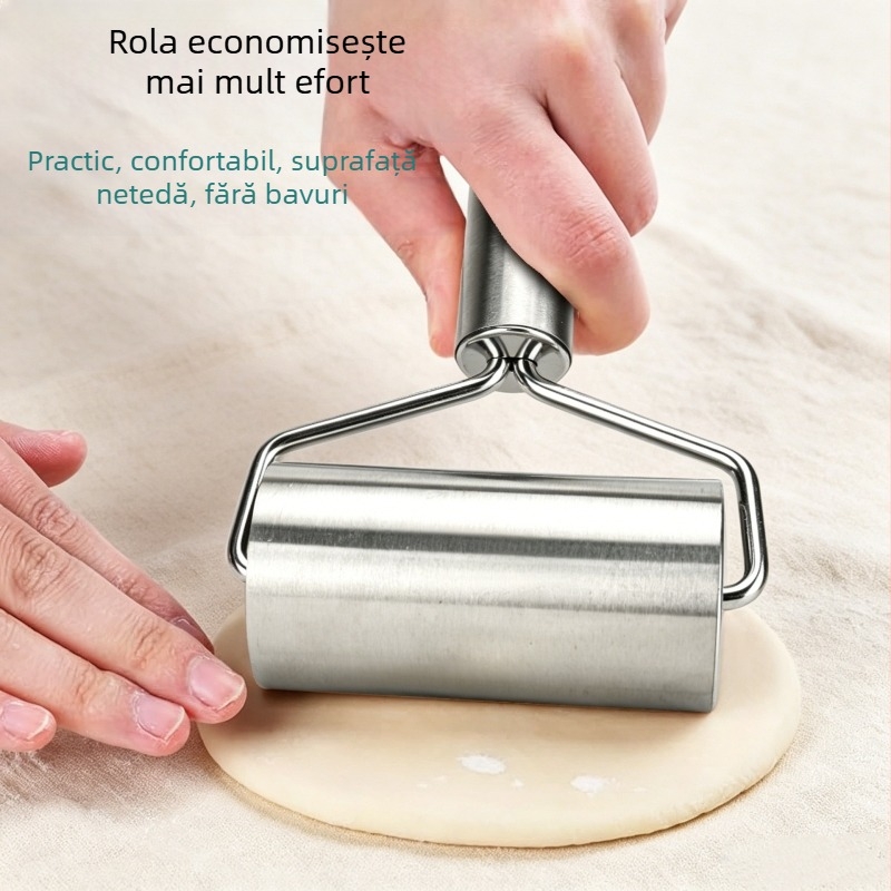 Rola de aluat din oțel inoxidabil, clasă alimentară 430, ustensile de bucătărie pentru întinderea aluatului pentru foi de gyoza și biscuiți, antiaderent