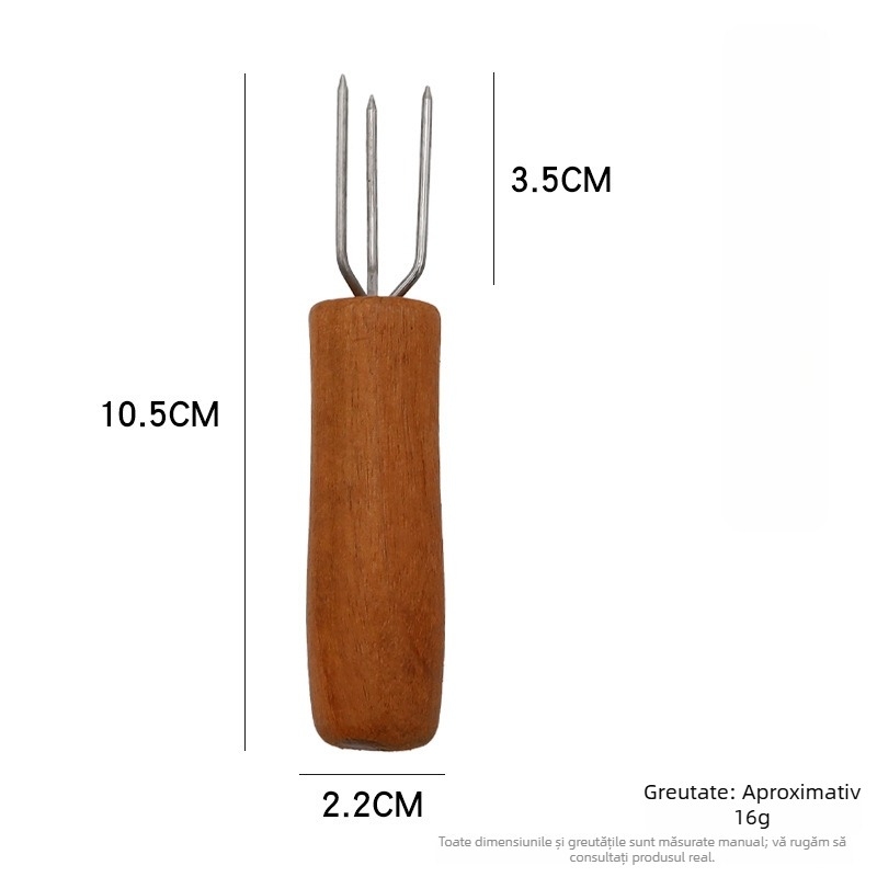 Furculiță de grătar din oțel inoxidabil – furcă cu trei dinți pentru porumb și fructe, frigărui pentru grătar