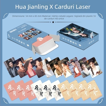 55 carduri foto laser cu Huang Minghao, stil Lomography, carduri de album cu colțuri rotunjite de 3 inchi