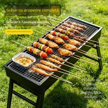 Grill exterior mare, pliabil pentru curte, grătar de camping portabil, din oțel carbon gros