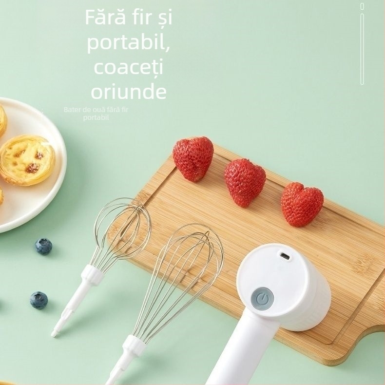 Bătător de ouă fără fir complet automat, mixer electric compact pentru prăjituri, pentru bătut frișca și albușurile