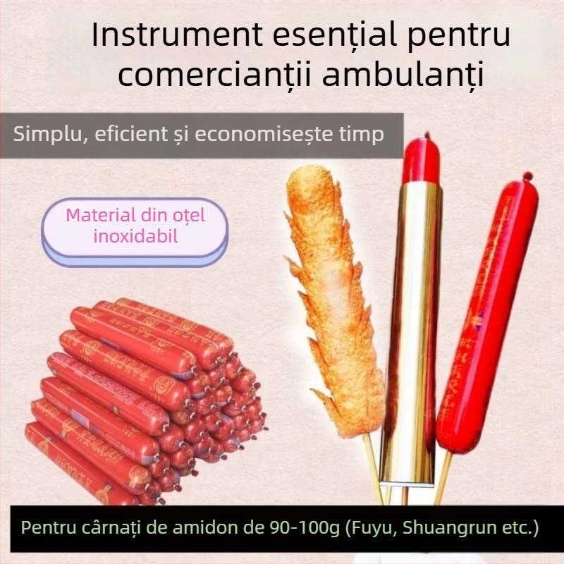Unealtă din oțel inoxidabil pentru înșirarea cârnaților, pentru începători, eficientă și ușor de folosit pentru tarabe