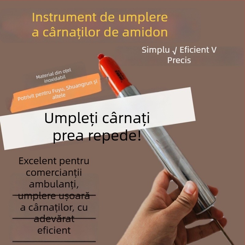 Unealtă din oțel inoxidabil pentru înșirarea cârnaților, pentru începători, eficientă și ușor de folosit pentru tarabe