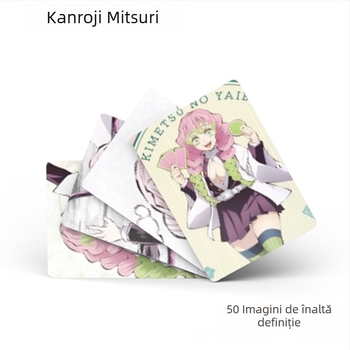 Kanroji Mitsuri Cutie cu 50 de carduri, dimensiuni 57×86 mm, carduri laser anime, carduri LOMO, cărți poștale