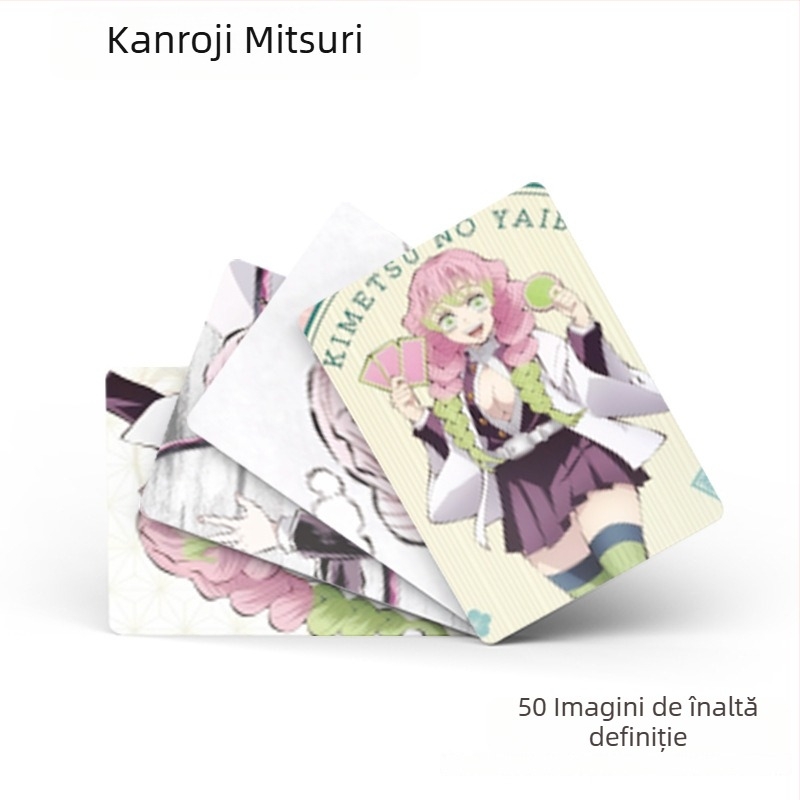 Kanroji Mitsuri Cutie cu 50 de carduri, dimensiuni 57×86 mm, carduri laser anime, carduri LOMO, cărți poștale