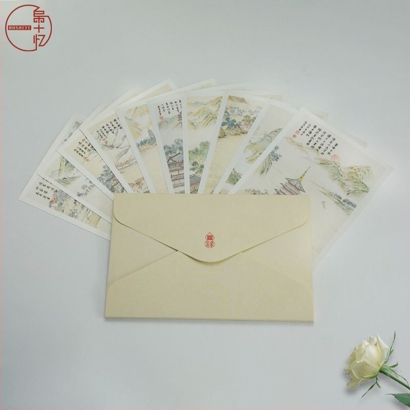 Carte poștală din mătase din Hangzhou — colecție de peisaje în cerneală, personalizabil ca suvenir de călătorie