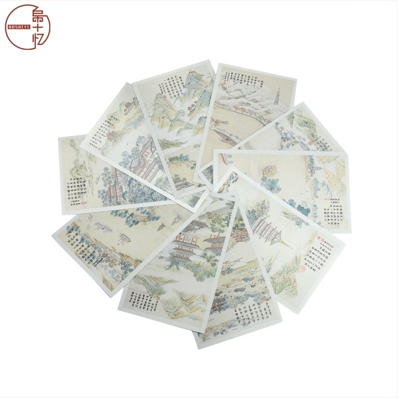 Carte poștală din mătase din Hangzhou — colecție de peisaje în cerneală, personalizabil ca suvenir de călătorie