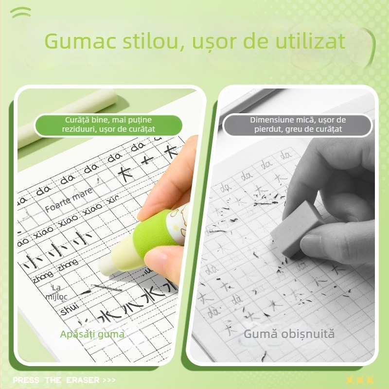 Kaba Bear gumă de școală cu design desene animate, mecanism de apăsare-tras, priză moale, creativă