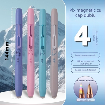 Stilou magnetic Morandi cu corp metalic, vârf EF mare, stilou magnetic cu două capete pentru elevi din învățământul primar