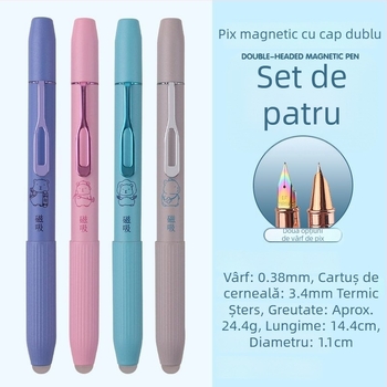 Stilou magnetic Morandi cu corp metalic, vârf EF mare, stilou magnetic cu două capete pentru elevi din învățământul primar