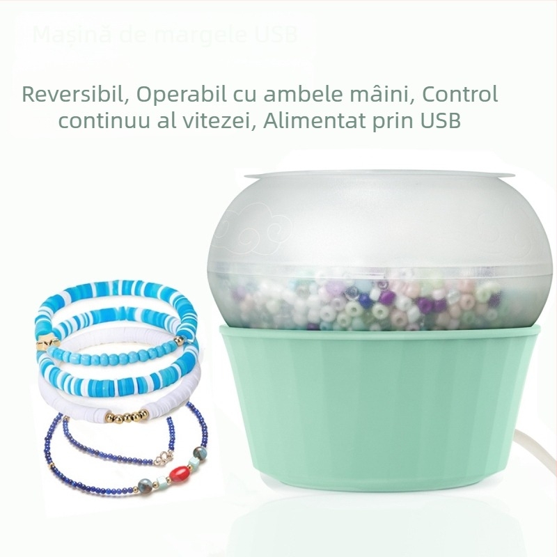 Mașină USB de mărgele pentru DIY, rotație înainte/înapoi și viteză reglabilă