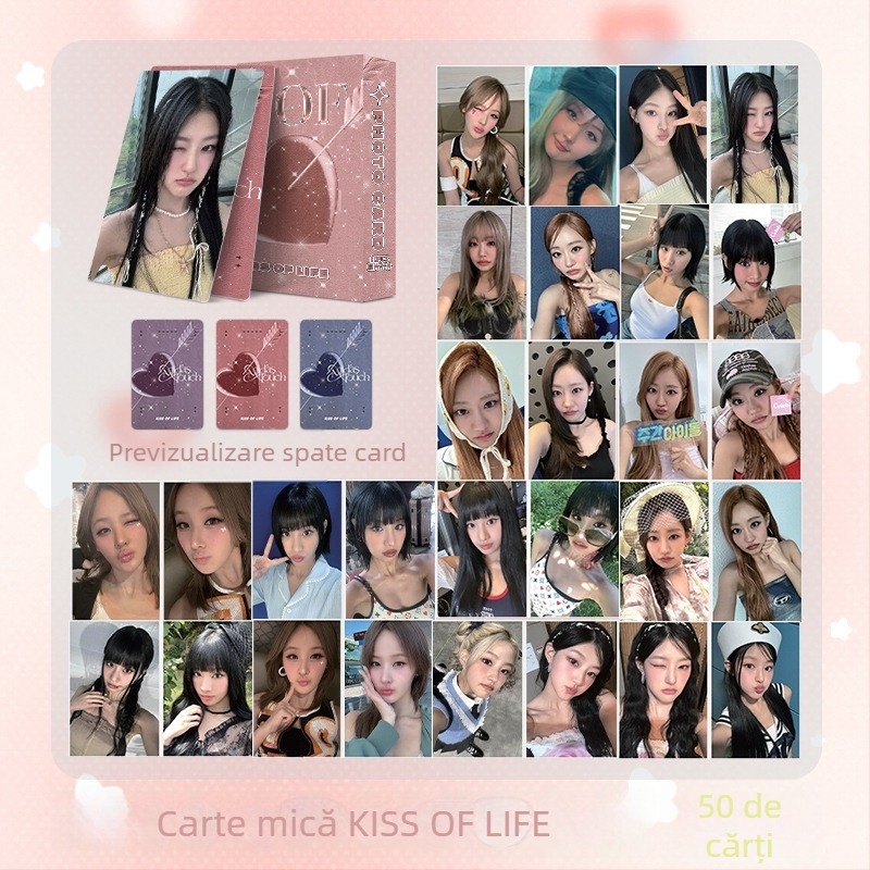 KISS OF LIFE Set ambalat cu 50 de cărți poștale, dimensiuni 57×86 mm, carduri Lomo laser cu grupă de fete sud-coreene